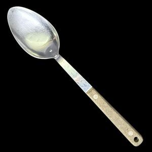 Ekco Flint Vanadium Serving Spoon 11 1/2"  Faux Wood Handle Stainless Steel
